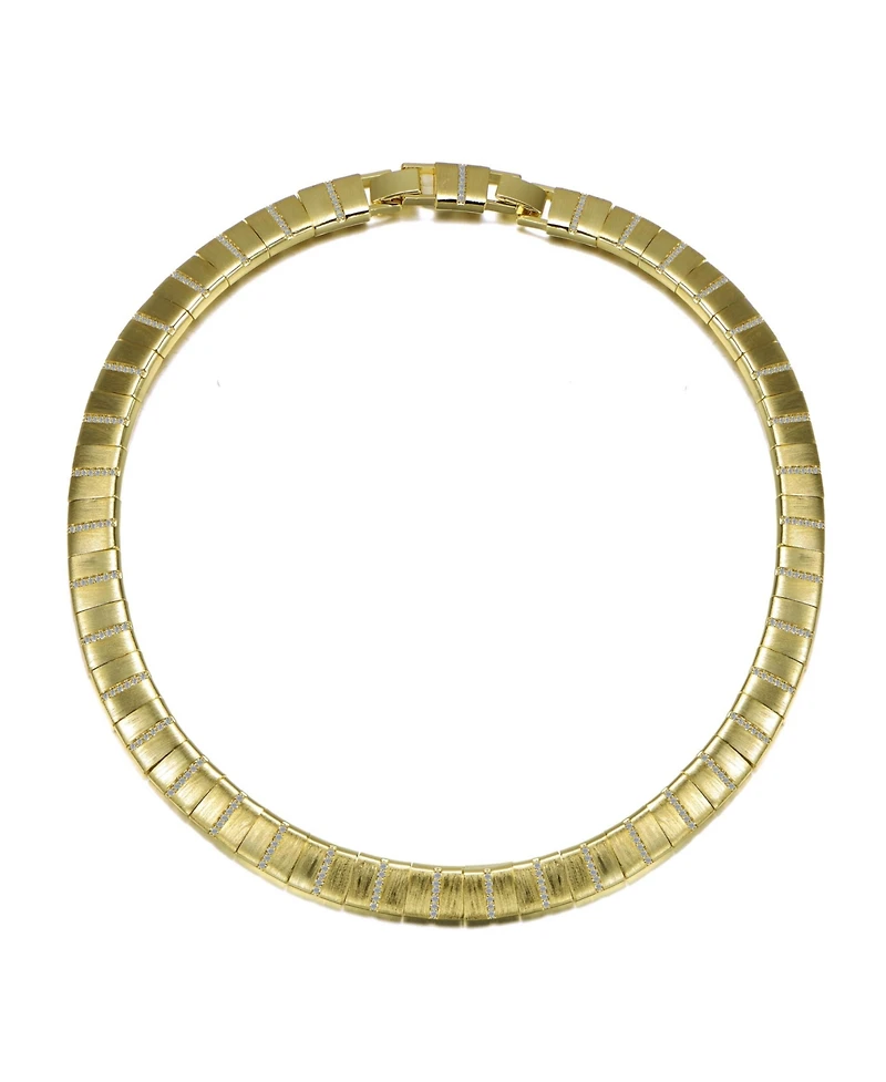 14k Gold Plated Flattened Bar Herringbone Necklace
