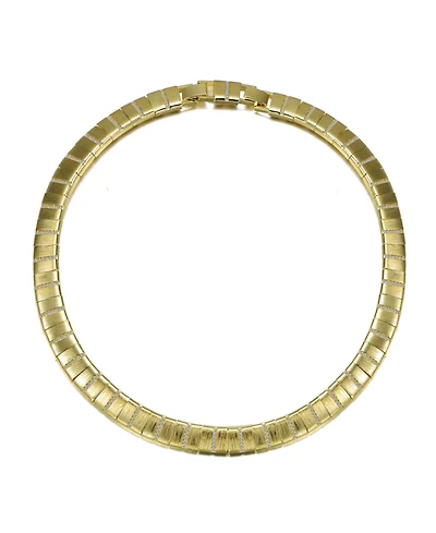 14k Gold Plated Flattened Bar Herringbone Necklace
