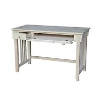 Unfinished Wood Computer Desk with Pull-Out Keyboard Tray and Drawer