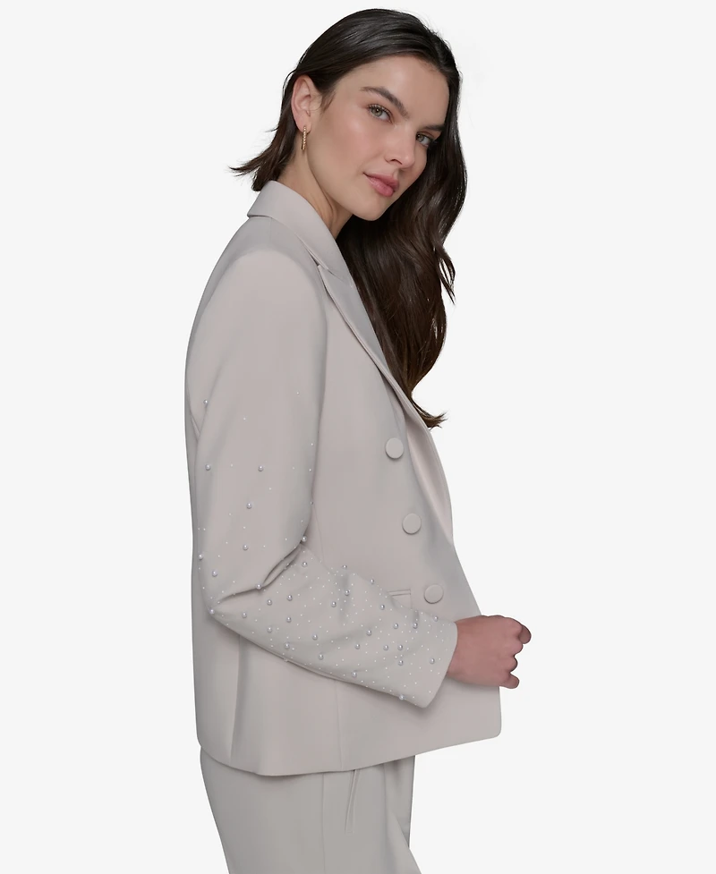 Karl Lagerfeld Paris Women's Peak-Lapel Open-Front Jacket