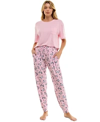 Roudelain Women's Printed Jogger Pajama Pants