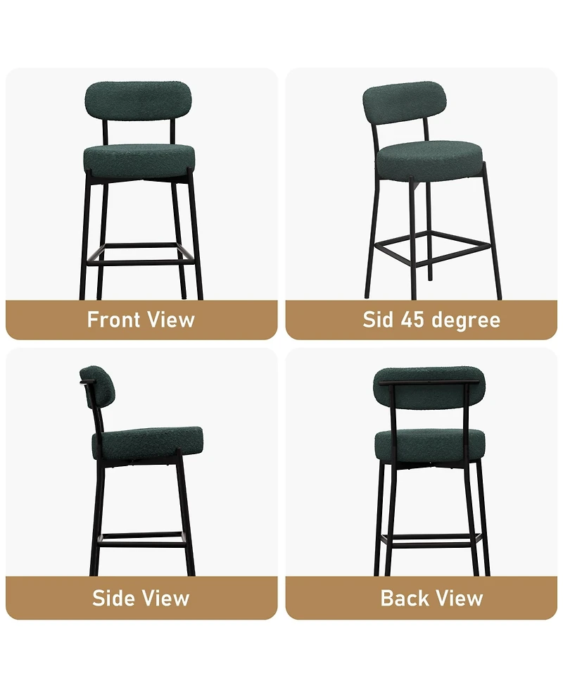 Dyhome Bar Stools Set of 3, 27 Inches Counter Height Kitchen Bar Stools with Back, Modern Metal Tall Bar Stools for Kitchen Island