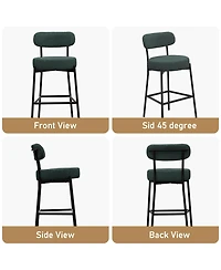 Dyhome Bar Stools Set of 3, 27 Inches Counter Height Kitchen Bar Stools with Back, Modern Metal Tall Bar Stools for Kitchen Island