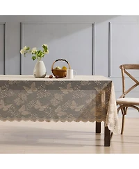 Hlc.me Butterfly Floral Lace Fabric Tablecloth, Lace Fabric Table Cloth for Rectangle Square Tables, Wrinkle Resistant
