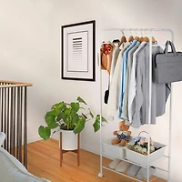 Unho Metal Clothes Rack with Wheels: Portable Garment Organizer with Storage Shelves