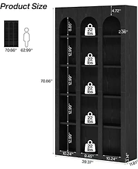 Tribesigns 5-Tier Farmhouse Tall Bookshelf, 70.87-Inch Rustic Wood Bookcase with Open Shelves, Large Mid Century Modern Book Shelf