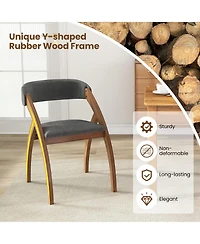Gymax Dining Chair Set of 4 w/ Padded Cushion Curved Back Arched Rubber Wood Legs