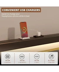 Dyhome Queen Bed Frame with Led Lights and 4 Storage Drawers, Upholstered Platform Led Bed Frame Queen Size with Charging Station Button Pu Leather He