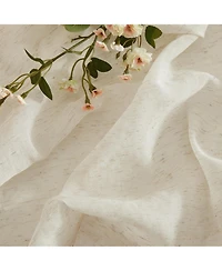 Hlc.me Lena Burlap Flax Linen Semi Sheer 3 Piece Kitchen Curtains Set, Light Filtering Transparent Window Tab Top Valance + Tiers Set (Natural Linen)