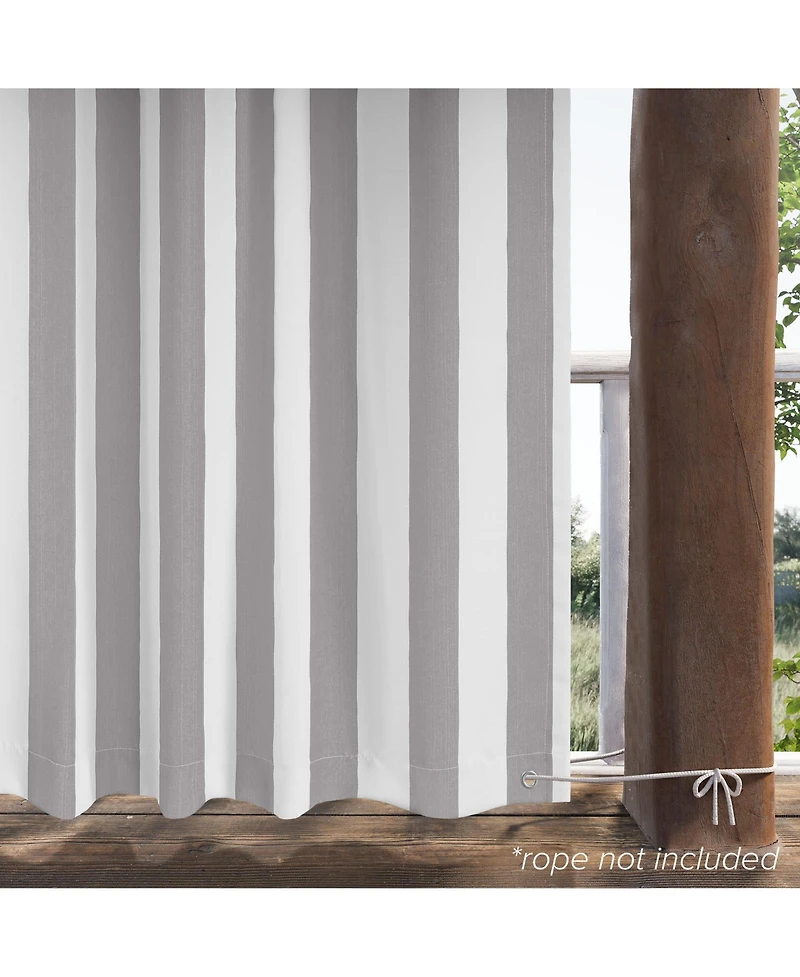 Awesome Home Outdoor Cabana Stripe Uv Protected Privacy Tab Top Curtain Panel, 52"x84"