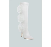 Chinkara Sheer Big Rose Detail Long Boots