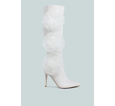 Chinkara Sheer Big Rose Detail Long Boots