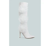 Chinkara Sheer Big Rose Detail Long Boots