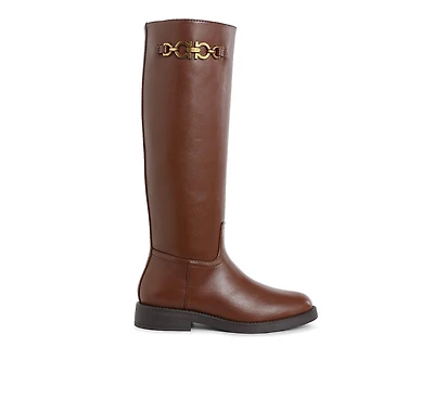 Kiang Metal Chain Link Detail Calf Boots