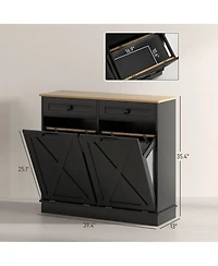 Homcom Tilt Out Laundry Hamper Cabinet with 2 Baskets and 2 Drawers,