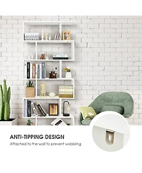 Gouun 6 Tier S-Shaped Bookshelf Storage Display Bookcase Decor Z-Shelf