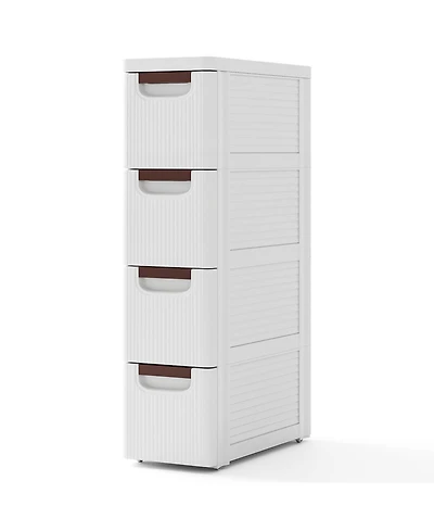 Gouun 4-Drawer Rolling Organizer Unit Narrow Storage Cabinet with Built-In Wheels for Small Space