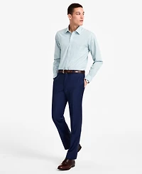 Men's Regular-Fit Non-Iron Spread Collar Check Broadcloth Dress Shirt