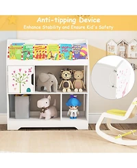 Gouun Kids Toy Storage Organizer with Book Shelf and Storage Cabinet