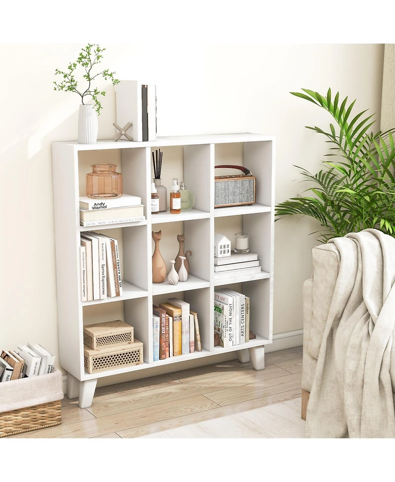Gouun 9-Cube Bookcase with 6 Removable Shelves and Raised Support Feet