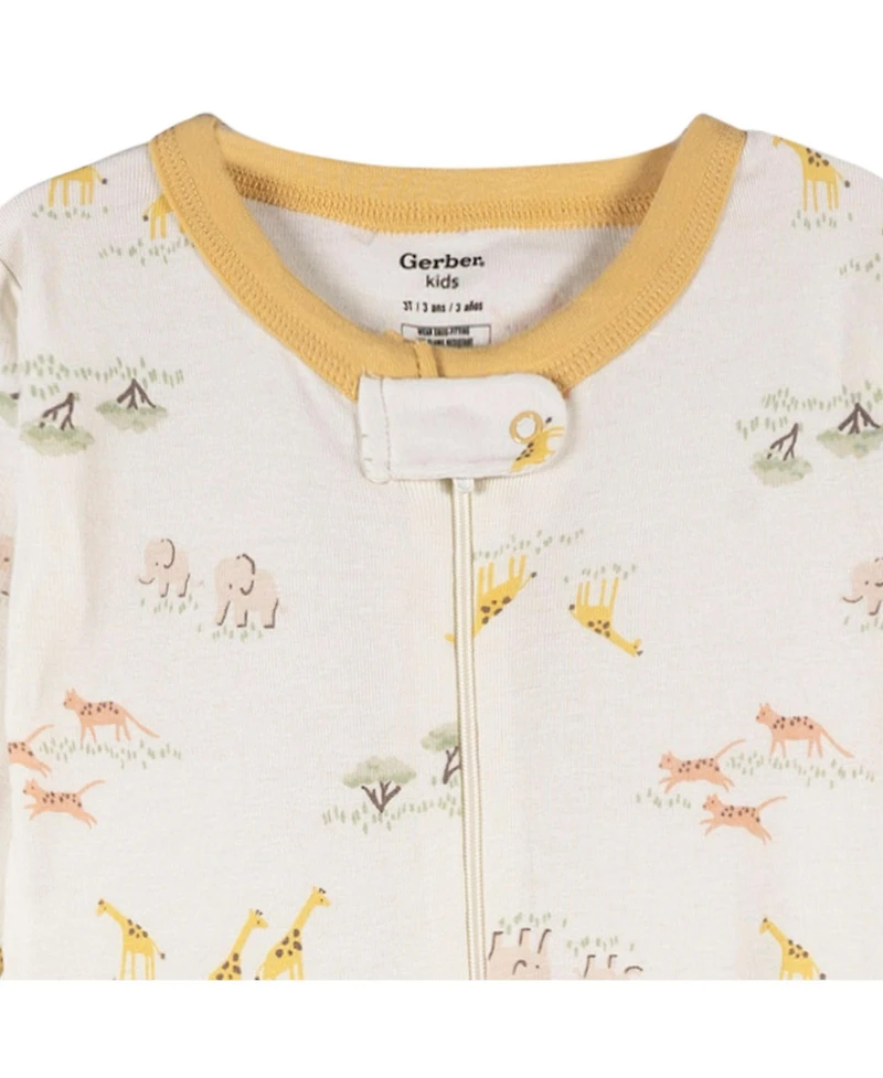 Gerber Baby Boys Snug Fit Footed Pajamas, 2-Pack, Safari