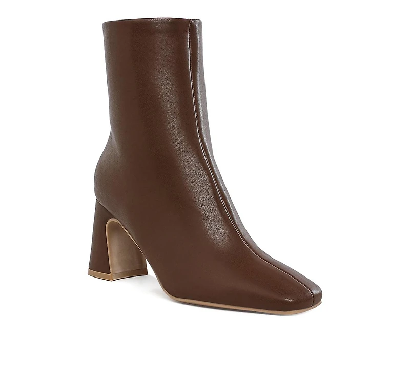 Neapolitan Faux Leather Square Toe Ankle Boots
