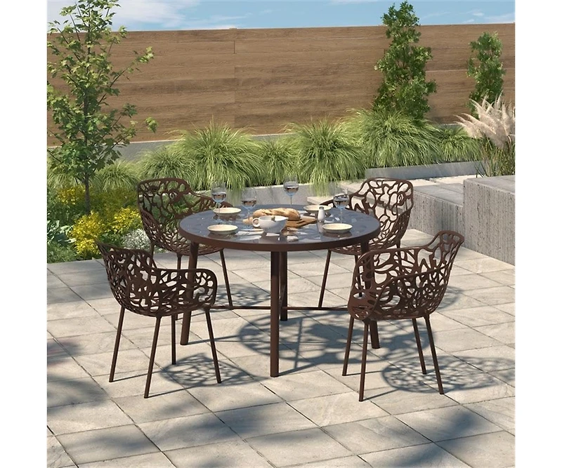 LeisureMod Modern Devon Aluminum Armchair, Set of 4
