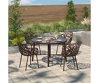 LeisureMod Modern Devon Aluminum Armchair, Set of 4