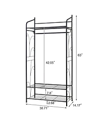 Unho Metal Clothes Rack: Garment Hanging Storage Shelf Shoes Stand for Bedroom Living Room