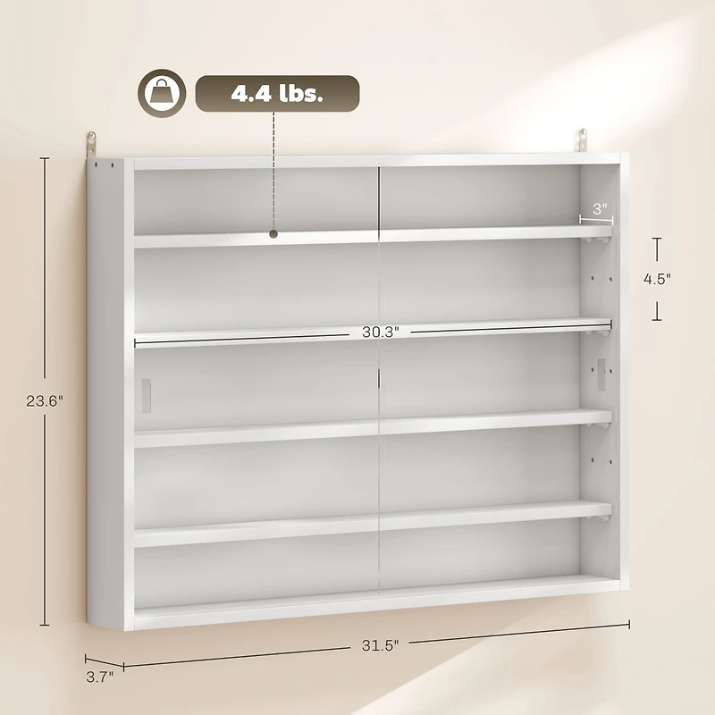 Homcom 5-Tier Display Cabinet Glass Cabinet with 4 Adjustable Shelves,