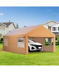 gaomon Heavy Duty Carport, 10x20FT Portable Garage Outdoor Car Canopy with Galvanized Frame Anti-Snow Portable Carport for Car, Bike, Boat-Yellow