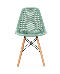 Gymax 2PCS Modern Dsw Dining Chair Office Home w/ Mesh Design Wooden Legs