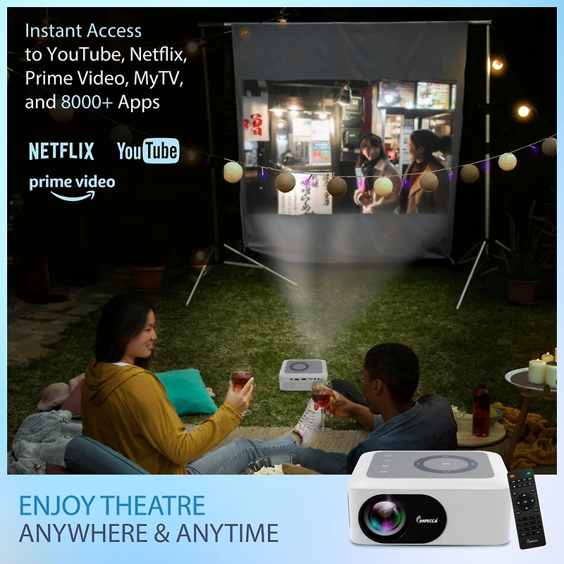 Impecca Portable Home Theater Projector, 80 Ansi Lumens, 720P, up to 120”