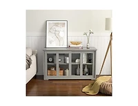 Wood Storage Cabinet with Glass Sliding Doors – Buffet Sideboard for Kitchen, Dining Room, or Living Room
