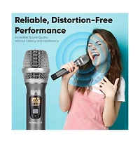 Pyle Uhf Wireless Handheld Microphone System - 32-Channel Frequency, Receiver, Usb Rechargeable, Includes (2) Mics