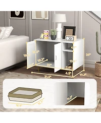PawHut Cat Litter Box Enclosure with Scratching Pad, Storage,