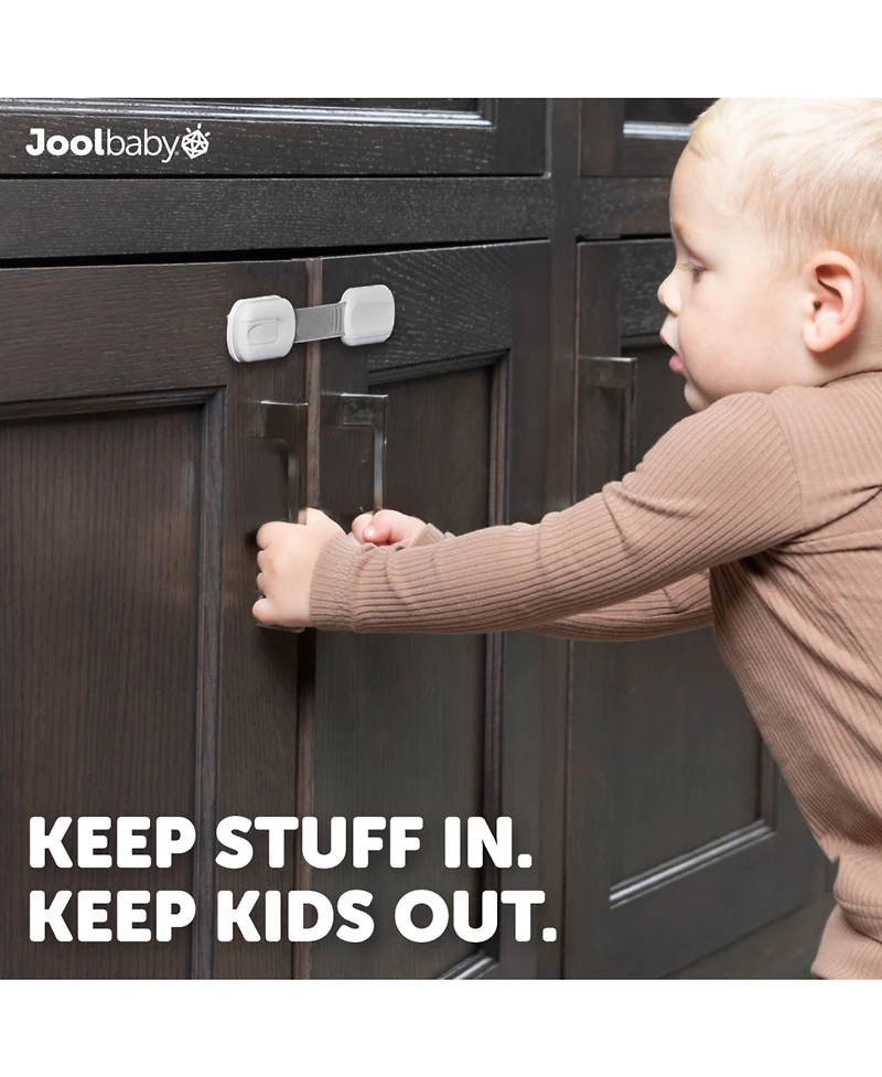 Jool Baby Toddler Multi-Use Safety Strap for Cabinets, Fridges, Drawers, Damage-Free Adhesives Safety - 12 Pack