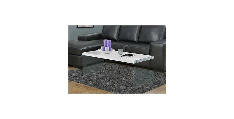 Slickblue Modern Rectangular Coffee Table with Tempered Glass Legs