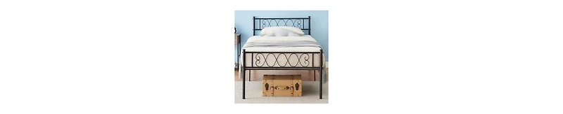 gaomon Twin Size Platform Bed Frame with Headboard, Heavy Duty Mattress Foundation with Metal Slats Support, No Box Spring Needed