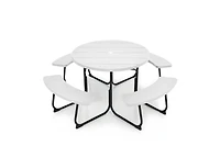 Slickblue Outdoor Metal and Hdpe Picnic Table Bench Set with Umbrella Hole - Seats 8