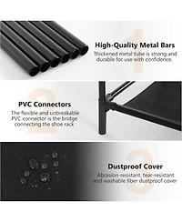 Tribesigns 10-Tier Shoe Storage Organizer with Cover, Black Large Shoe Rack for Closet, Entryway, or Bedroom, 50-Pair Shoe Stand, Non-Woven Shoe Shelf