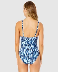 Anne Cole Women's Printed Plunge-Front One-Piece Swimsuit