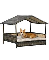 PawHut Wicker Dog House for Small and Medium Dogs,