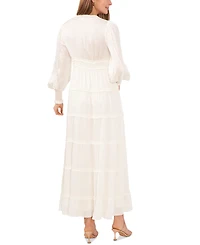 CeCe Women's Long Sleeve Plisse Ruffle Maxi Dress