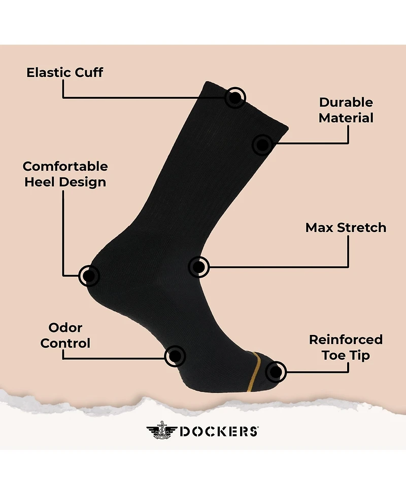 Dockers Men's Performance Socks - 6 Pairs Athletic and Dress Crew Socks