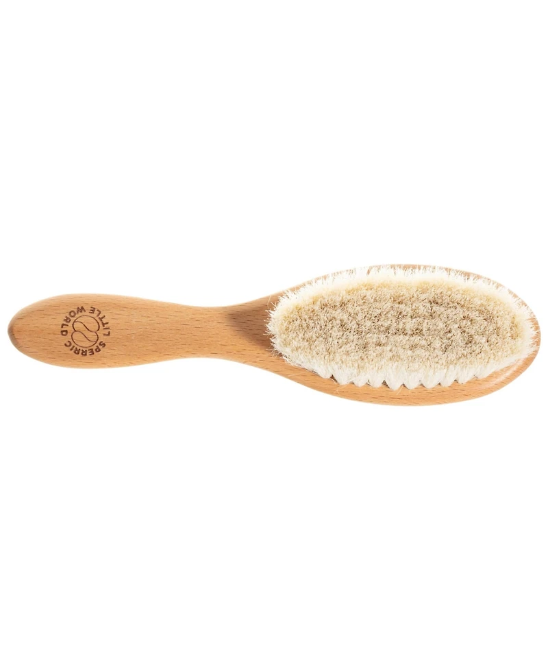 Sperric Toddler Hair Brush and Comb Set for Newborn – Wooden with Soft Goat Bristle, Cradle Cap Newborns Girls, Blue