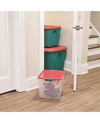 Homz 31 Quart Holiday Plastic Storage Container Bin with Latching Lid, 4 Pack