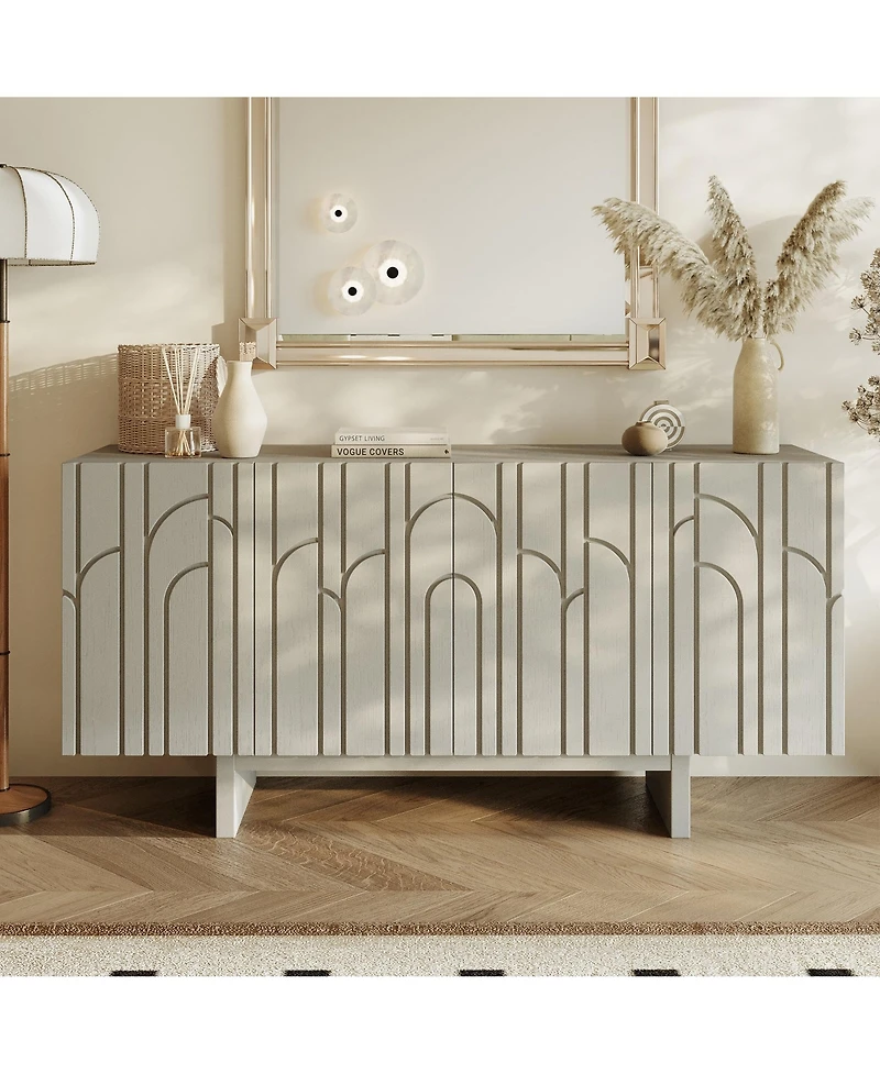 63'' Large Sideboard Buffet Cabinet 4 Door Storage Cabinet