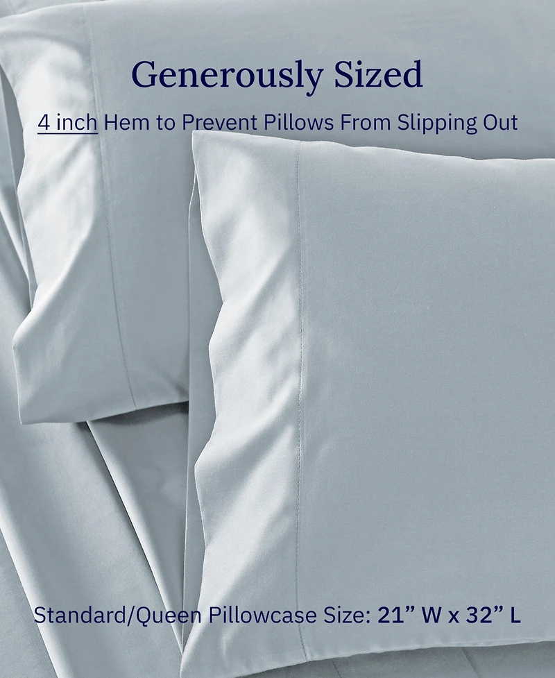 Standard 100% Cotton 500 Thread Count Pillowcases, Queen and Size, Soft Silky, Cool Smooth by California Design Den