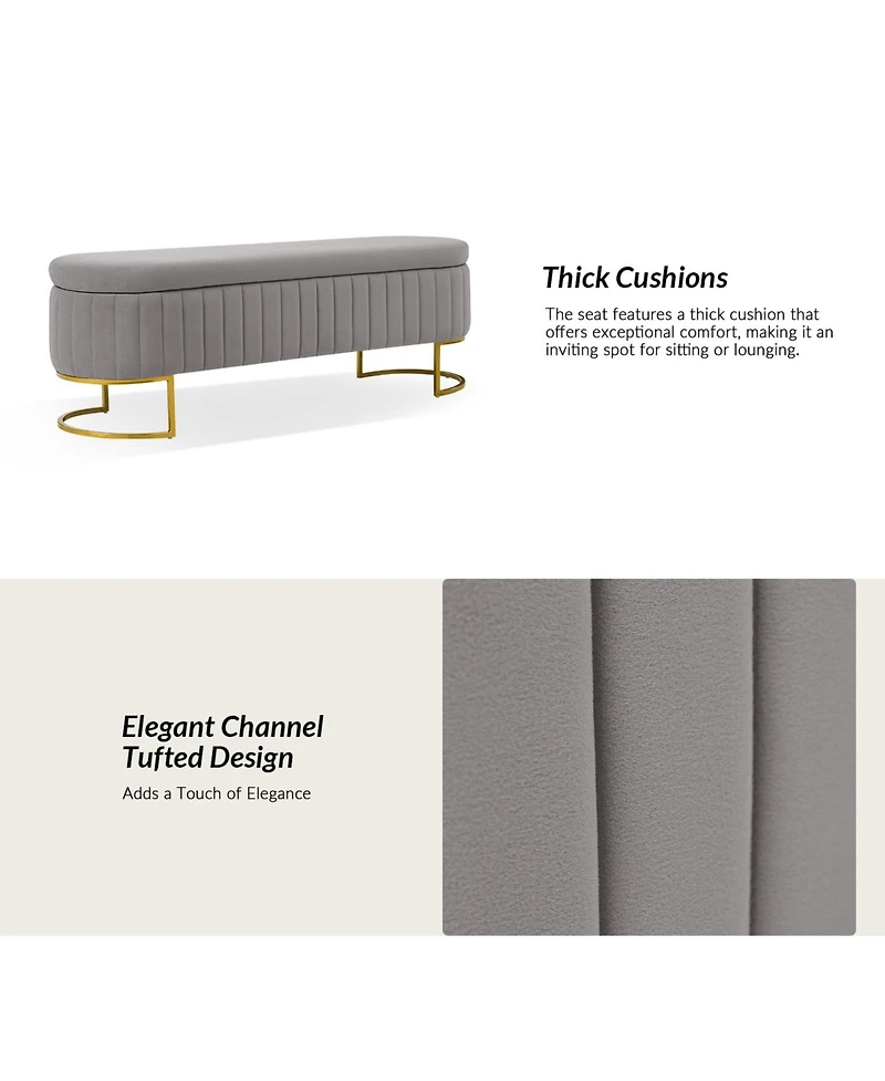 Raquel Storage Bench with Metal Legs and Channel Tufted